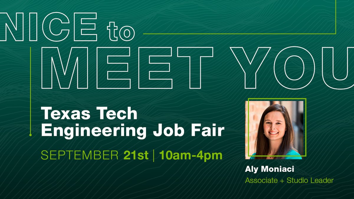 Connect with LandDesign's Aly Moniaci at the Texas Tech Whitacre College of Engineering Job Fair today from 10-4! <a href="/TTUEngineering/">TTUEngineering</a> <a href="/TexasTech/">Texas Tech University</a> #civilengineering #civilengineeringcareers