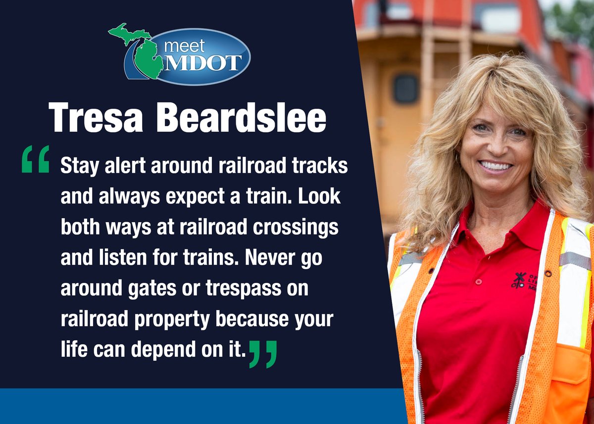 MichiganDOT's tweet photo. In honor of #RailSafetyWeek, meet Tresa Beardslee. Tresa is the administrative assistant for @MDOT_Rail Safety and Administration. https://t.co/feJoYc0qtM #MeetMDOT https://t.co/MX22F94W3E