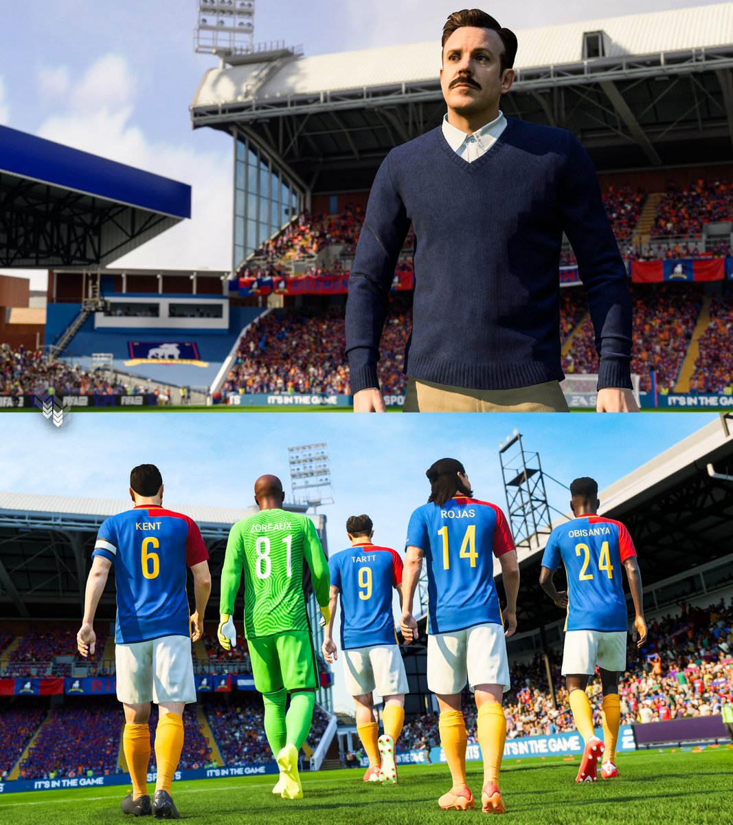 FOS's tweet photo. Ted Lasso and AFC Richmond are officially coming to FIFA 23, usable across multiple game modes 🎮 https://t.co/ndpw4OxrF0