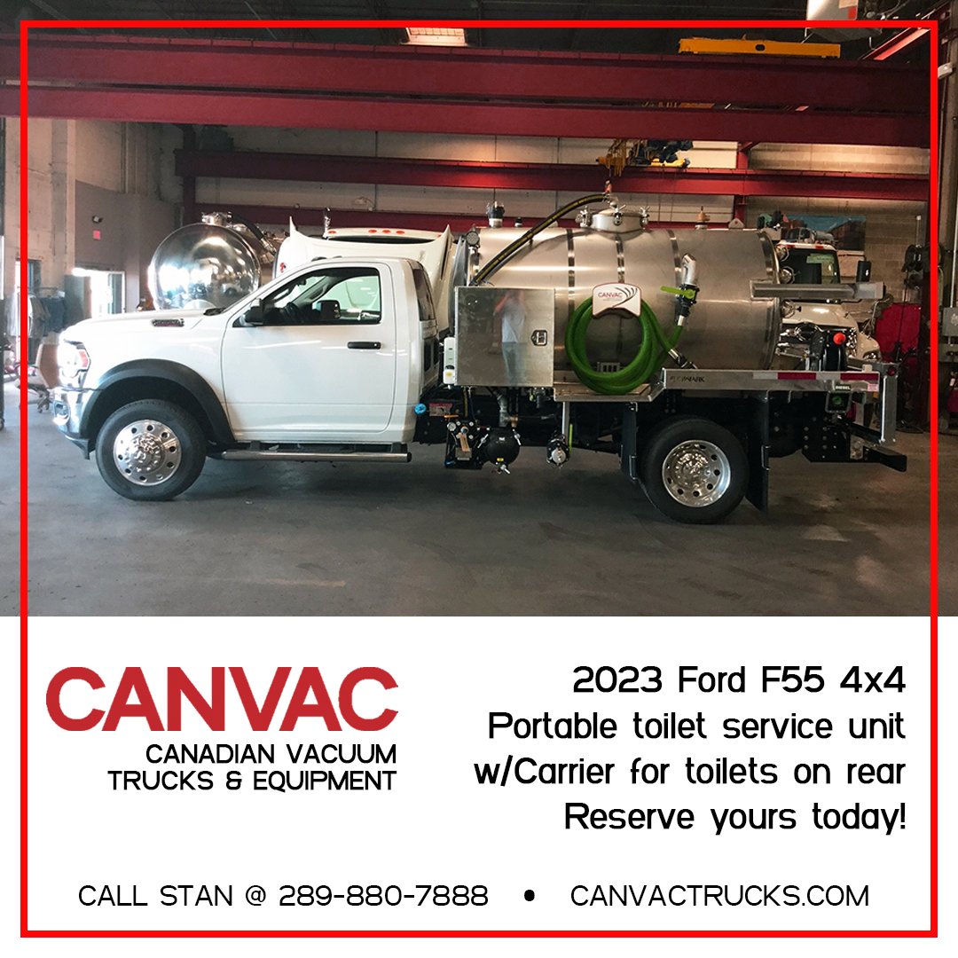 CanvacTrucks's tweet photo. Tanks & Chassis now Ordered for Early Spring Delivery
2023 Ford F55 4x4 Portable Toilet Service Unit w/toilet carrier on rear.
#VacuumUnit #VacuumTruck #PortableToilet #CanadianWinterReady
https://t.co/pIB3h2Pbt1 https://t.co/aSQDJXsgsk