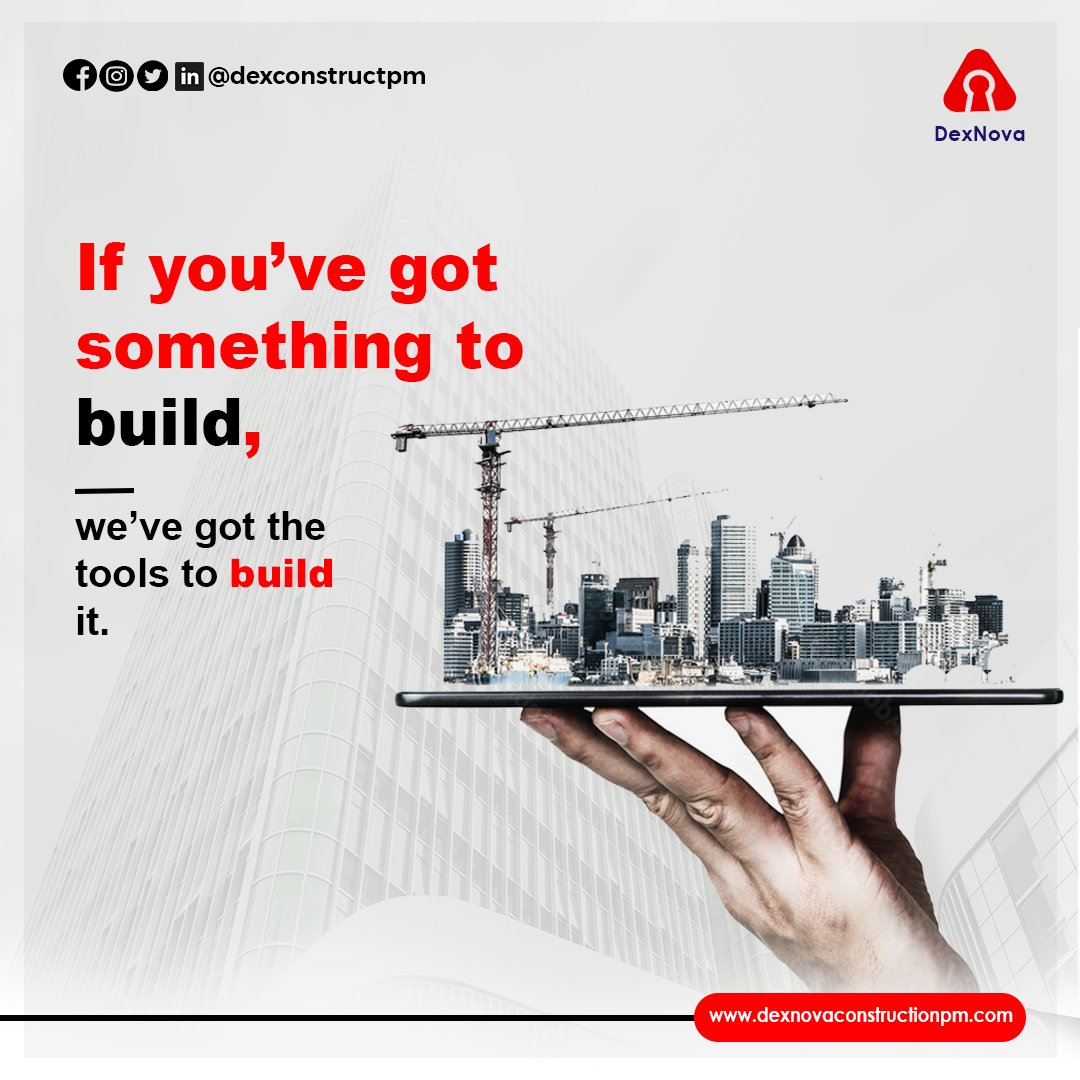dexconstructpm's tweet photo. No building can be erected without tools.

In fact, quality work depends largely on the right tools being available and in excellent condition.

Do you have something to build ?

Here at Dexova Construction Project Management, we have the right tools to build it.

Send a DM now.. https://t.co/1aFdQh2wLR