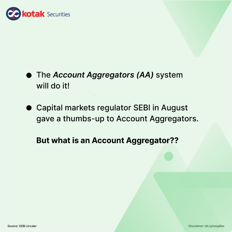 kotakneo's tweet photo. Here’s an explainer on how the #AccountAggregator accumulates the data for you. It is certainly going to make life easy for the investors.

Swipe to know more and tell us what do you think about it.

Disclaimer: https://t.co/mM1sKSDjB8

#SimplyExplained