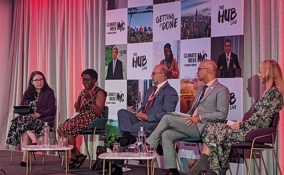 RubyChorbajian's tweet photo. Fantastic panel explore the "trifecta challenge" of food, nature and climate with Elizabeth Marina Mrema @UNBiodiversity, Carlos Manuel Rodríguez @theGEF, Dr Zitouni Ould-Dada @FAO, Rebecca Marmont @Unilever #GettingItDone #ClimateWeekNYC #ClimateLeadership @ClimateGroup https://t.co/HsUzRj2O1d