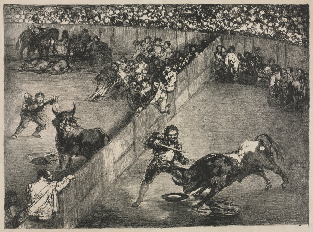 Francisco de Goya, The Bulls of Bordeaux:  Bullfight in a Divided Ring, 1825 #museumarchive #cmaprints https://t.co/UgtwUpe8eu https://t.co/8UdttAF4FW