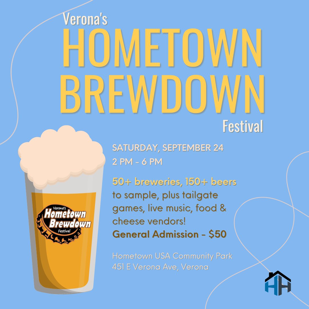 Hansen_HomeTeam's tweet photo. Are you a fan of trying out different breweries? Check out the annual Hometown Brewdown Craft Beer Festival at Hometown Community Park! 🍻

50+ breweries, 150+ beers to sample, plus tailgate games, live music, food &amp; cheese vendors! 🍺🎤🧀 https://t.co/K70uAZbSsP