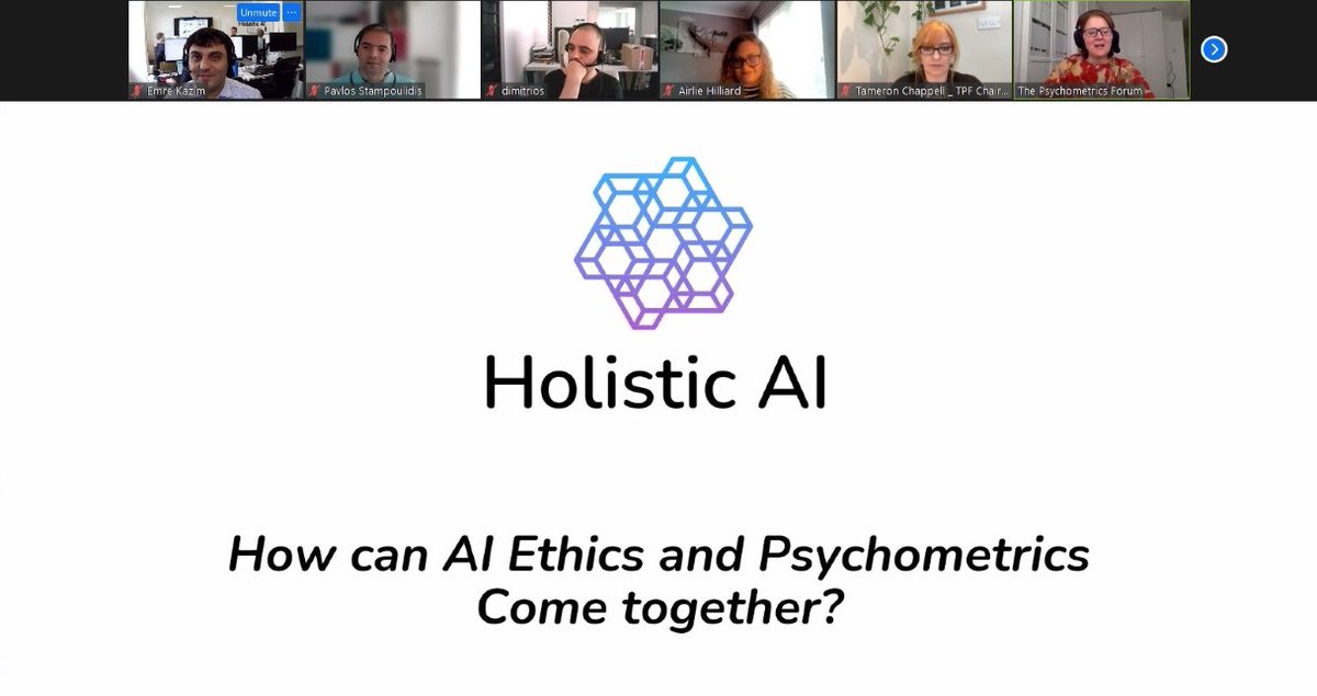 We want to thank <a href="/TPF_UK/">Psychometric's Forum</a> for inviting Holistic AI, represented by our senior researcher <a href="/AirlieHilliard/">Airlie Hilliard</a>, to exchange insights on #AIethics. It was very engaging, and we're looking forward to more future collaborations!