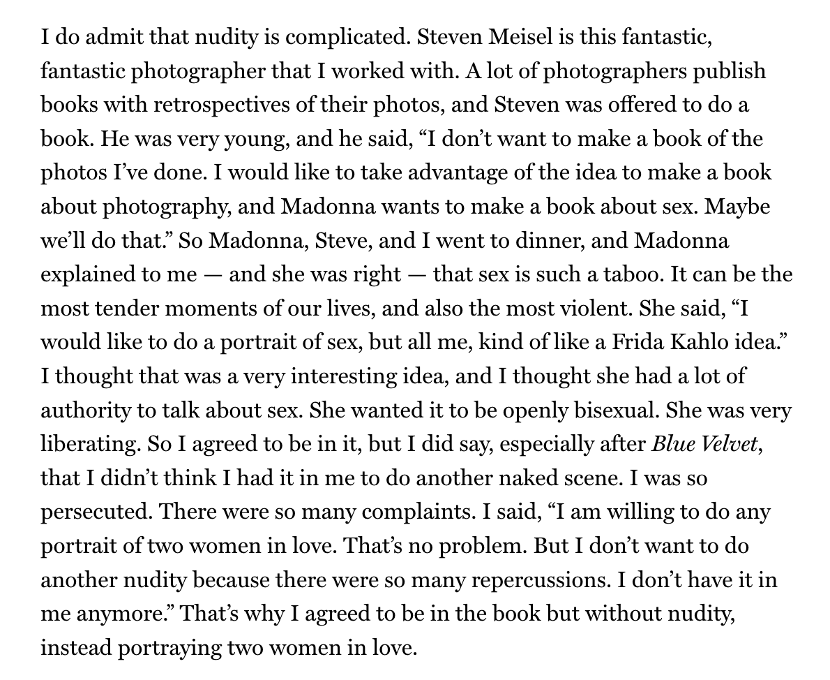 majacobs's tweet photo. Isabella Rossellini could give a dissertation on screen nudity
https://t.co/wMRdS4OiuN https://t.co/5FDZ6w887u