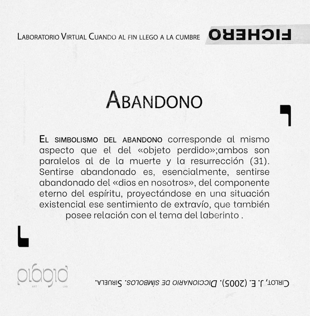 El símbolo del abandono desde la visión de Juan Eduardo Cirlot en su 📖"Diccionario de símbolos" (2005).

Trabaja en la creación de tus símbolos poéticos ✍en el laboratorio virtual "Cuando al fin llego a la cumbre" a partir de este sábado.
#Poesía #Símbolos #literatura #Fichero