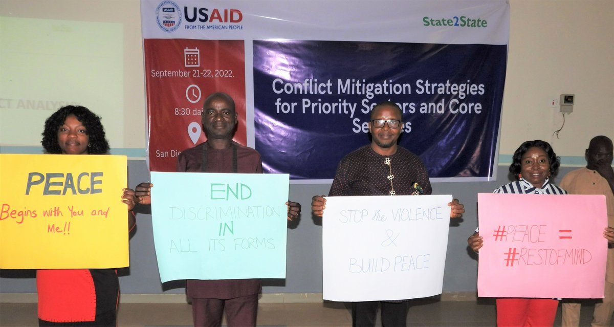 State2StateNGR's tweet photo. #InternationalDayOfPeace
Our Ebonyi team's organizing a Conflict Mitigation Strategy training for health, education, WASH & public finance management agencies in the state. They will also be equipped with proven, practical tips for resolving conflicts. #usaidstate2state #PeaceDay https://t.co/UPqs7KWv2g