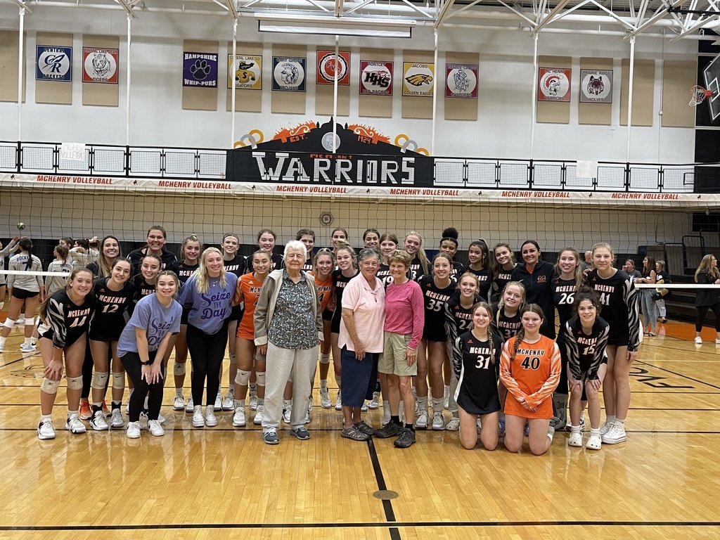 McHenry Volleyball recognized the 50th anniversary of Title IX during Tuesday's game by honoring former PE teachers Mary Winkel and Dorothy Drakeford Vick, and alum Judy Walsh Smith.
All three also visited MCHS earlier this year to talk how #Title IX changed things for girls.