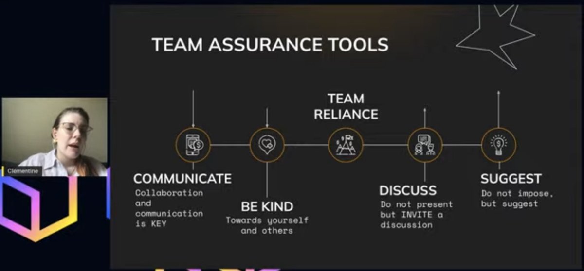 sunfishgurl's tweet photo. Clementine Boulet shares tools to strengthen your team in @BorderlessEng #BorderlessEngConf talk on how to be a warrior in tech! ๐ช https://t.co/oolq6MJ1tH
