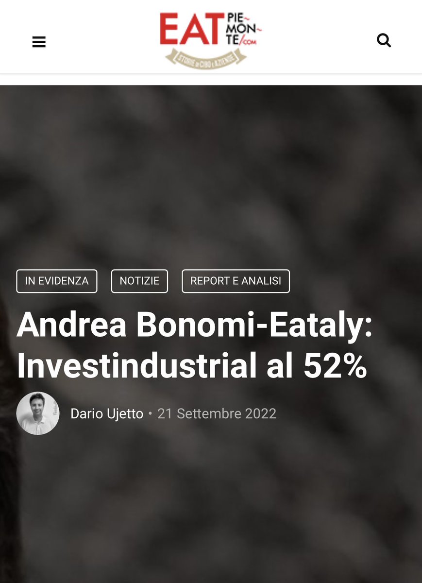 Una grande 👍🏻 operazione industriale e finanziaria. Che mette al sicuro un patrimonio del made in Italy 🇮🇹 come @EatalyIT eatpiemonte.com/andrea-bonomi-… @TamburiTIP @follow_invest @NicolaFarinetti @MilanoFinanza #Eataly