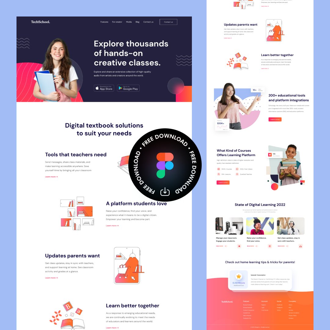 FREE DOWNLOAD 🔥🔥🔥
Education Website Template TechSchool
🔵 uidesign.to

#ui #uiux #uidesign #uitrends #uiuxdesign #ux #uxui #uxdesign #design #trending #websitedesign #figma #dribbble #behance #productdesign #mobiledesign #webdesign #website #adobe #free