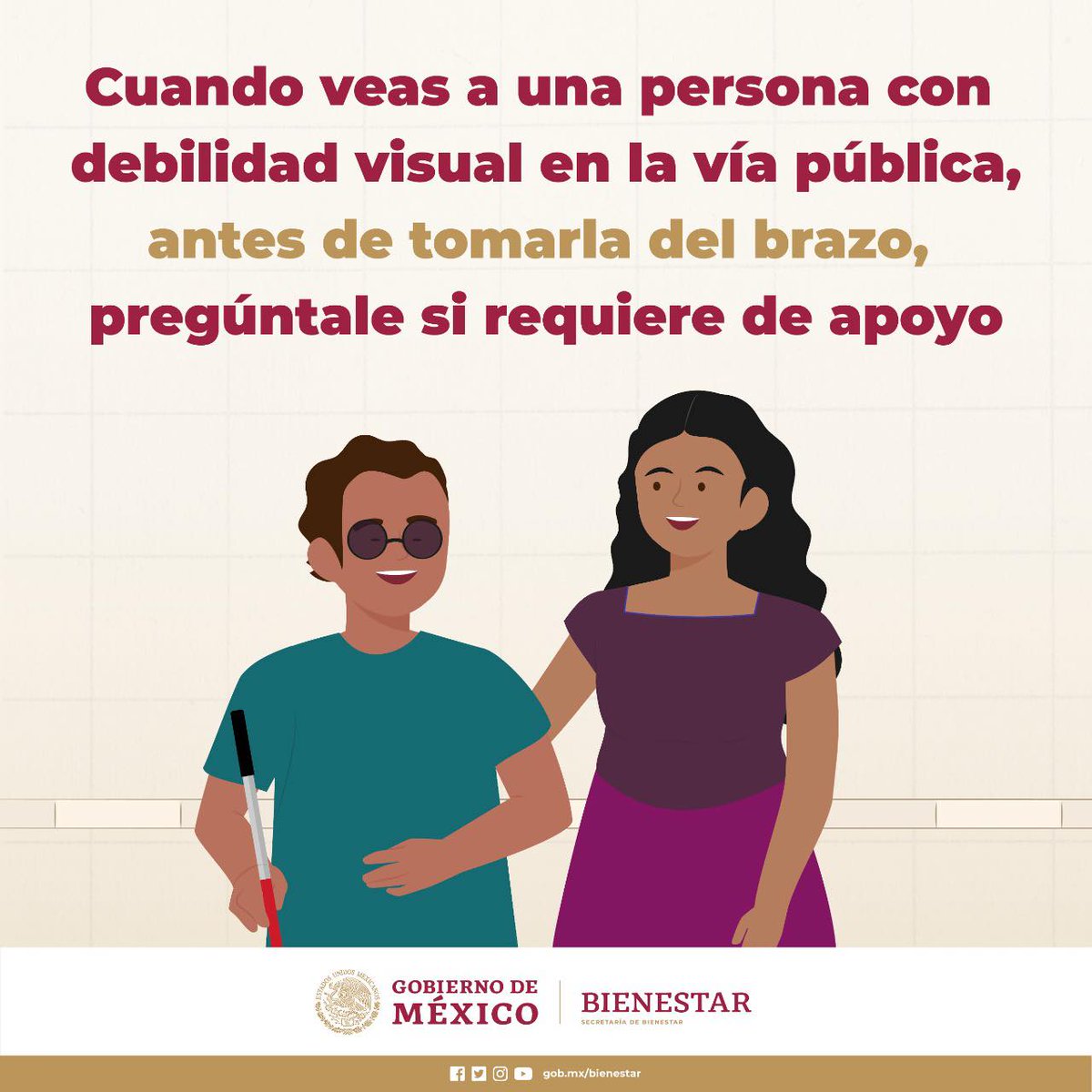 #TipsBienestar #DiscapacidadVisual #Inclusión 👩🏽‍🦯🧑🏽‍🦯🦯🦮🐕‍🦺