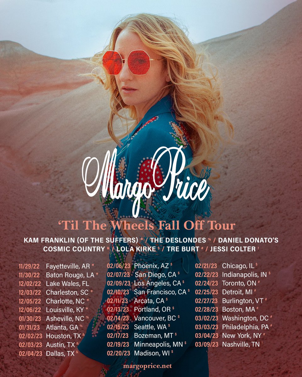 MissMargoPrice's tweet photo. Artist presale for my tour starts at 10am Local Time! PW: STRAYS ✨ Visit https://t.co/Z8paceR1jX for tix! ✨ @KamFranklin @thedeslondes @danieljdonato @LolaKirke @treburtofficial @Jessi_Colter https://t.co/g8WBzoBAj5