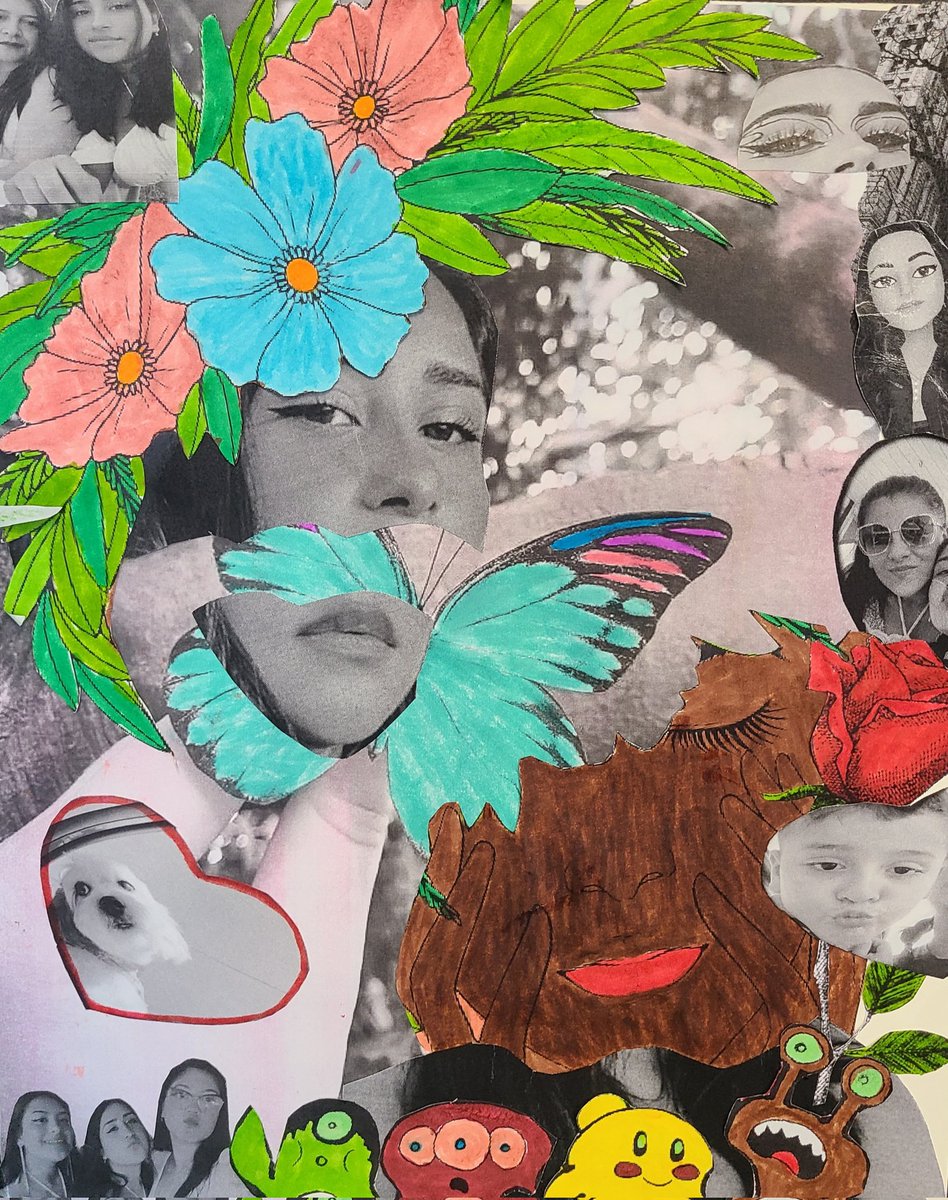 MrsRummenie's tweet photo. Studio artists aced their first project! We were inspired by the style of Tristan Eaton, and Frida Kahlo's symbolism concepts. The end product really helped these students share their identity with our studio. @DalersFineArts @FHSDalers #artteacher #creativity #arted https://t.co/2pjzmdrgX5