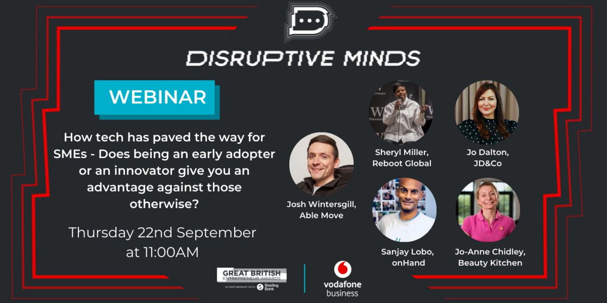 VodafoneVHubUK's tweet photo. When it comes to technology, are you an early adopter or do you prefer to wait to use a new tech tool?
In our next #DisruptiveMinds session our taskforce will discuss the advantages & disadvantages of being an early adopter or a laggard.
Register now: https://t.co/eqlrQwoq3h https://t.co/FpVwUVSb2E