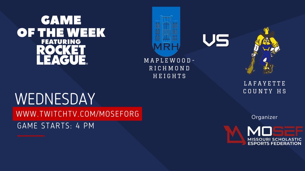 moseforg's tweet photo. Check out our Rocket League match of the week today at 4pm https://t.co/zRrltvTjBy ! @mrhhighschool https://t.co/rqFzX5dmM2