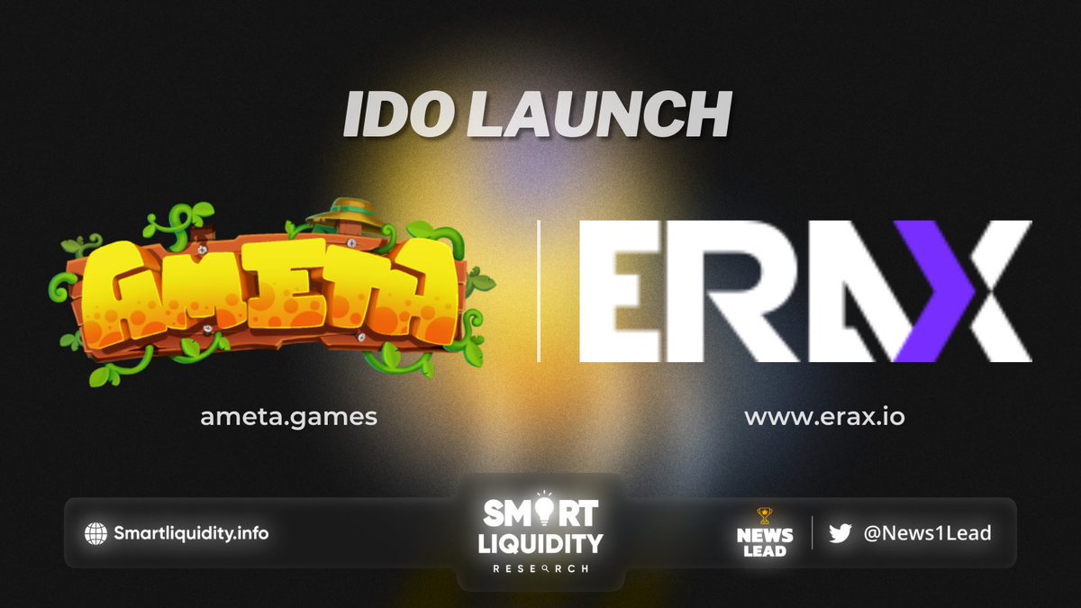 News1Lead's tweet image. 🚀@ERAXNFT announced @GamesAmeta, gateway to farming metaverse, IDO on #ERAX platform.

🚀Highlights:
🔹Starts on 29th Sept at 9am UTC
🔹IDO Price:  0.011 BUSD
🔹Access: 10 Mins For WL Then FCFS

🔽INFO
erax.io/#/