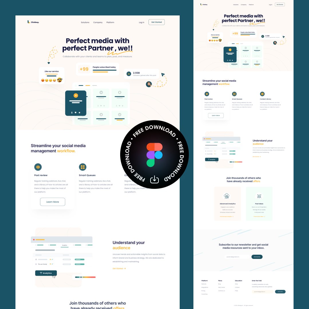 FREE DOWNLOAD 🔥🔥🔥
Social Media Manager Website Template Clickbay
🔵 uidesign.to

#ui #uiux #uidesign #uitrends #uiuxdesign #ux #uxui #uxdesign #design #trending #websitedesign #figma #dribbble #behance #productdesign #mobiledesign #webdesign #website #adobe #free
