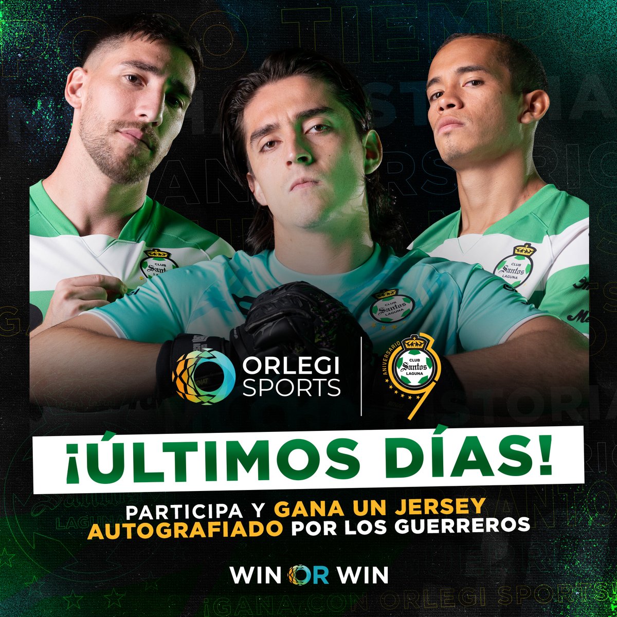 Orlegi_Sports's tweet photo. ¡ÚLTIMOS DÍAS!

Seguimos celebrando el #39Aniversario con la afición de los Guerreros, no te quedes sin participar para ganarte un jersey autografiado por @ClubSantos:

1⃣ Da like y RT a este tweet
2⃣ Síguenos en Twitter
3⃣ Regístrate aquí: https://t.co/Yl3tLFKpPL

#WinOrWin https://t.co/ZY9GCOqN3G