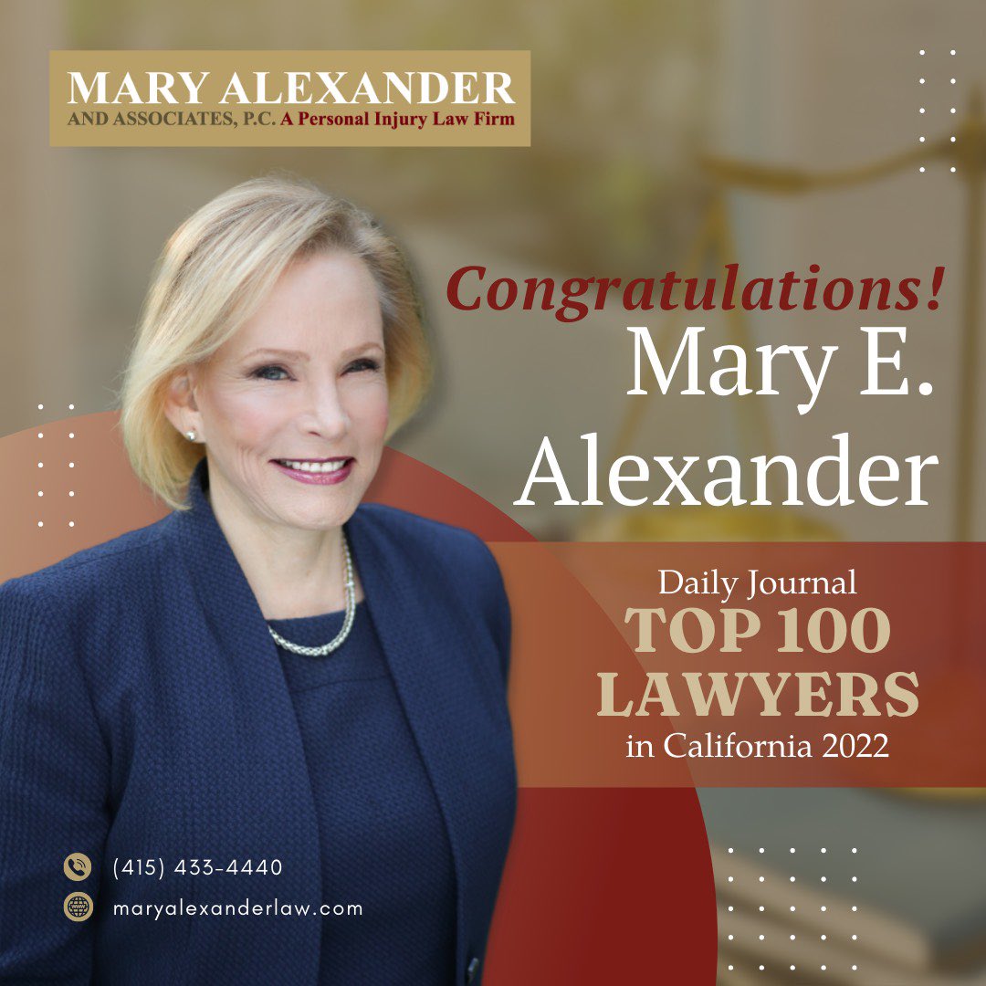 Mary Alexander has once again been named one of the Top 100 Attorneys in California by the Daily Journal. Mary sets the gold standard, representing clients in high-stakes litigation and obtaining amazing results year after year. Congrats Mary!