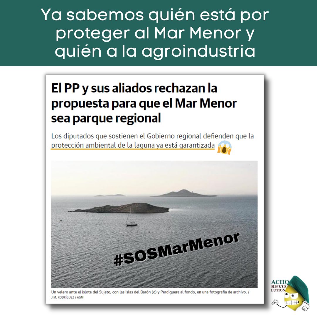 AchoRevolution's tweet photo. Pues ale, cartas sobre la mesa boca arriba.

#SOSMarMenor

📣 ¡COMPARTE para que se sepa!

🗞 https://t.co/qtABK6ZLHb https://t.co/yqR5DcR5z7