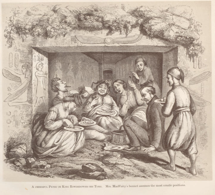 One of my favourite Egyptian travel narratives is a satirical one by Lady Dufferin titled 'Lispings from Low Latitudes; or, extracts from The Journal of the Hon. Impulsia Gushington' - Image; 'A cheerful picnic in King Rowdedowses his Tomb...' <a href="/ASTENE1997/">ASTENE</a> <a href="/IWWNetwork/">IrishWomensWriting</a>