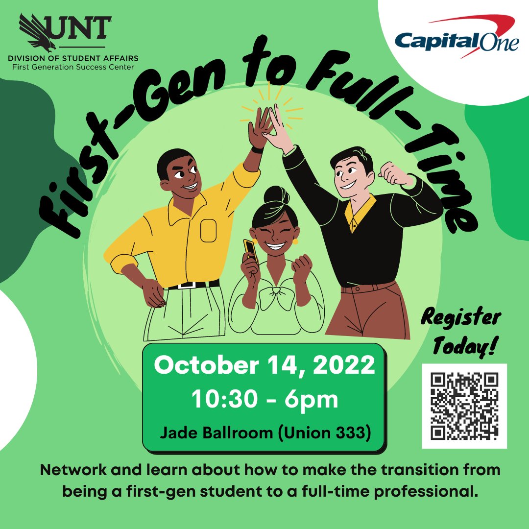 UNTFirstGen's tweet photo. UNT juniors, seniors and graduate students that self-identify as first-generation; this event is for YOU!
Registration is now open for First-Gen to Full-Time on Friday, October 14th. Link to sign up is in our bio!
#unt #untfirstgen #unt22 #unt23 #unt24 #unt25 #unt26 https://t.co/uef6HsHCFF