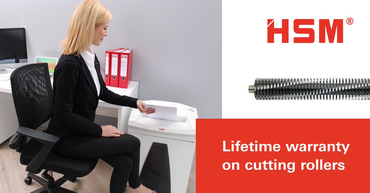 HSMofAmericaLLC's tweet photo. All HSM SECURIO and Pure document shredders come with a warranty on the steel cutting rollers in security levels P-2 to P-5 for the entire lifetime of the machine (HSM Lifetime Warranty).
https://t.co/xOiPXvtAjZ https://t.co/TEXBfGMjHc