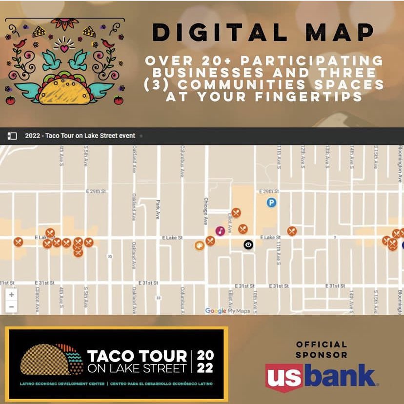 MidtownGlobal's tweet photo. The @ledcmetro Taco Tour on Lake Street is back. It will be this Saturday, from 11am-4pm. Over 20 participants, free activities and so many delicious tacos! 🌮 Stop by MGM to try @losocampo &amp; @MannysTortas tacos. https://t.co/ScNzC3oRjL