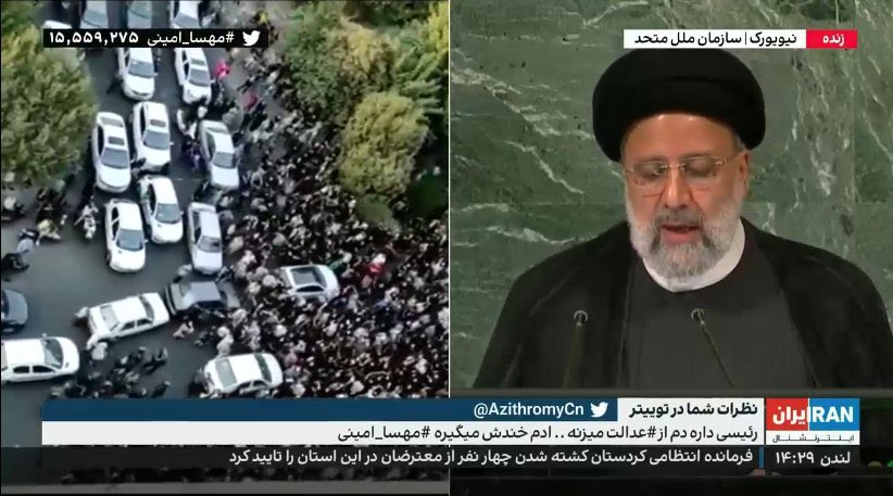 enbeefinery's tweet photo. Shameful. As the police is killing protesters in Iran, the UN is enabling the murderer and giving him platform. Speak up, stand on the right side of the history.
#MahsaAmini
#IranProtests
#مهسا_امینی https://t.co/5QUUtEcizr