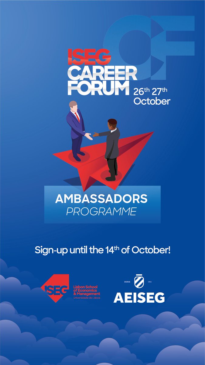 Queres fazer parte da organização do ISEG Career Forum 2022/2023 e ter um contacto mais próximo das empresas que estarão presentes? 😎

Prepara-te para assumir o papel de elo de ligação entre a empresa e o evento.

✅ Inscreve-te até ao Dia 14 de outubro no linktree na bio!