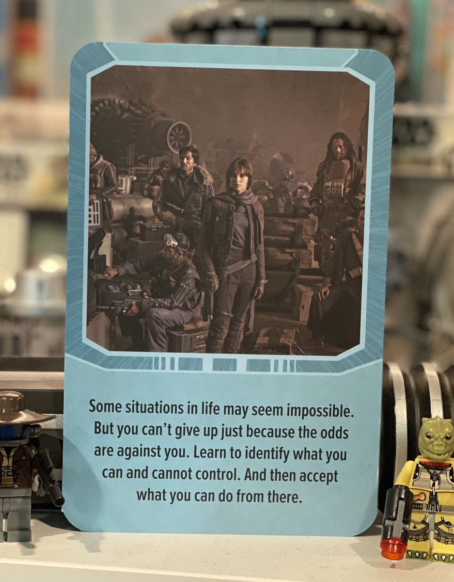 StarWars_77_AF's tweet photo. Some situations in life may seem impossible. But you can't give up just because the odds are against you. Learn to identify what you can and cannot control. And then accept what you can do from there.
#innerjedi #humpday #wednesdaymotivation #andor https://t.co/TUGulfbyRK