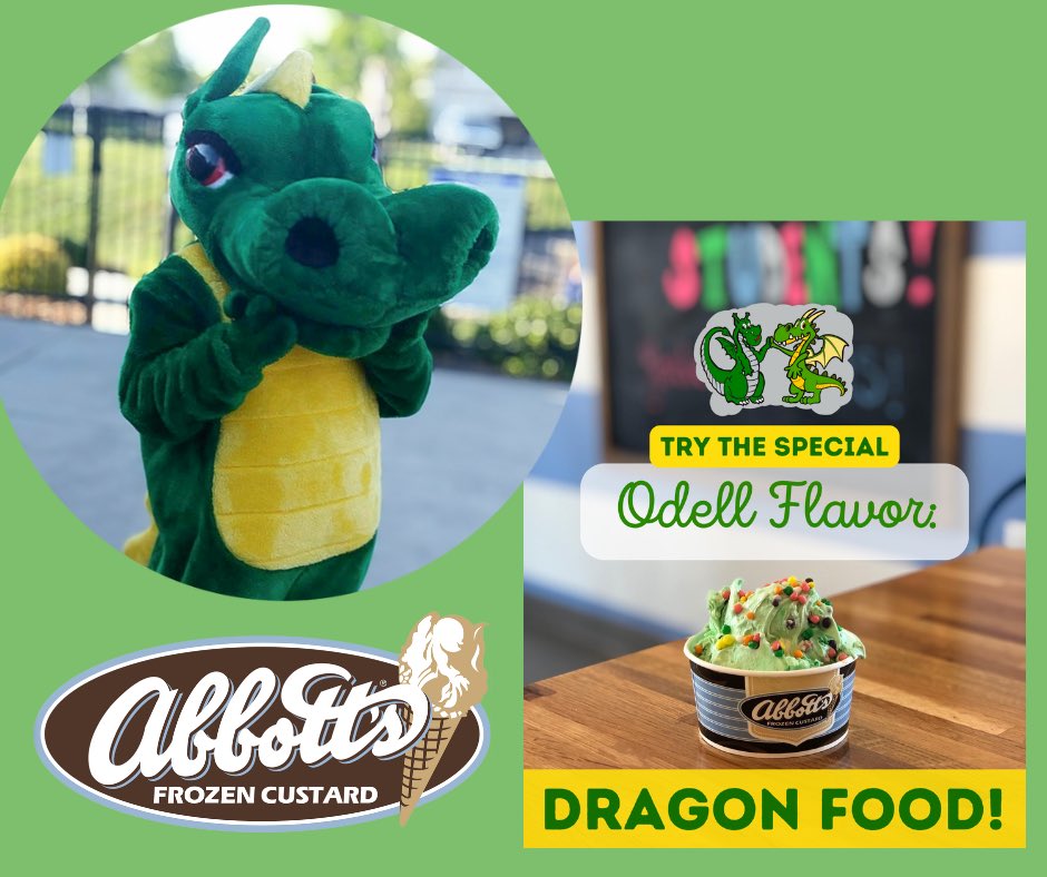 WROdellPTA's tweet photo. Abbott’s is hosting an Odell Spirit Event today from 12-9! Our schools will receive 20% back on purchases when you tell them you’re there to support Odell! And our favorite Dragon is stopping by from 5-7. @WROdellPrimary @wrodell35 https://t.co/Qe05kjtLlO