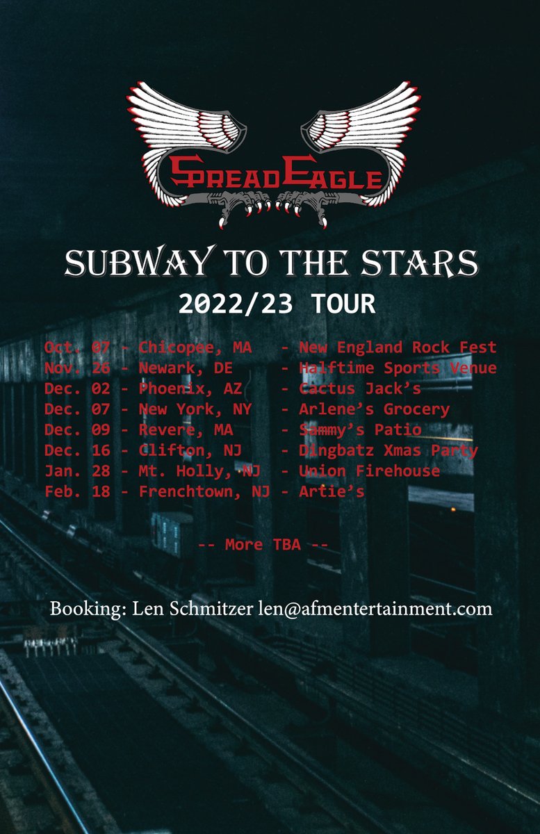 spreadeaglenyc's tweet image. We know you&apos;ve been waiting for it! Here are the initial dates of the SUBWAY TO THE STARS 2022/23 Tour! #rock #concert #show