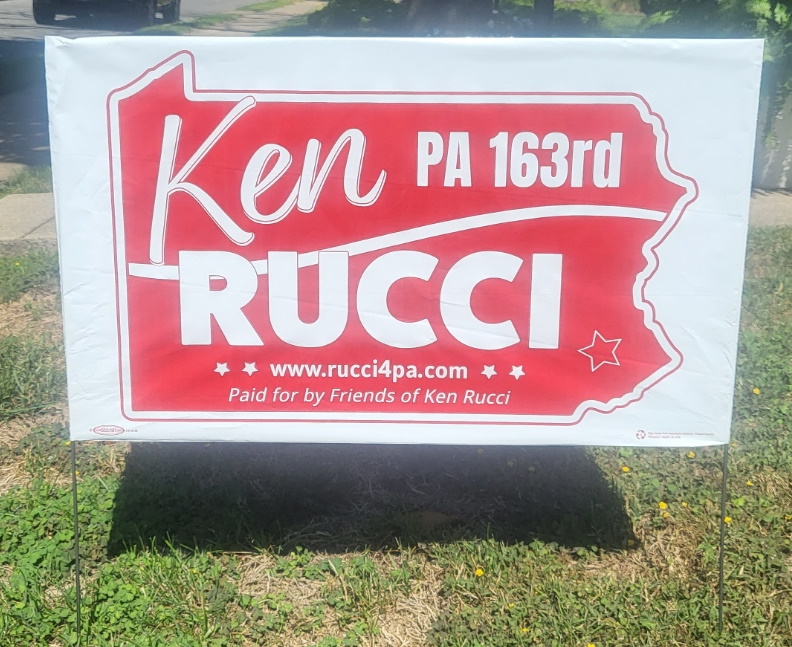 K163rd's tweet photo. Yard Signs are In! Excited to start getting these out.  If you would like a sign message me or email ken@rucci4pa.com. #rucci4pa https://t.co/QD5mGGQfd3