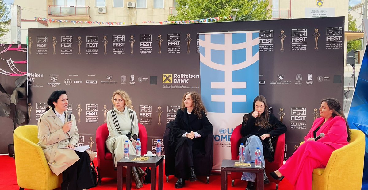 NushiVlora's tweet photo. Happening now: The power of women in breaking barriers and achieving Gender Equality in cinematography!

Interesting intergenerational dialogue among successful women in the film industry today at @priffest 
#forher❤️
@unwomenkosovo https://t.co/0FSy0Vr7gO
