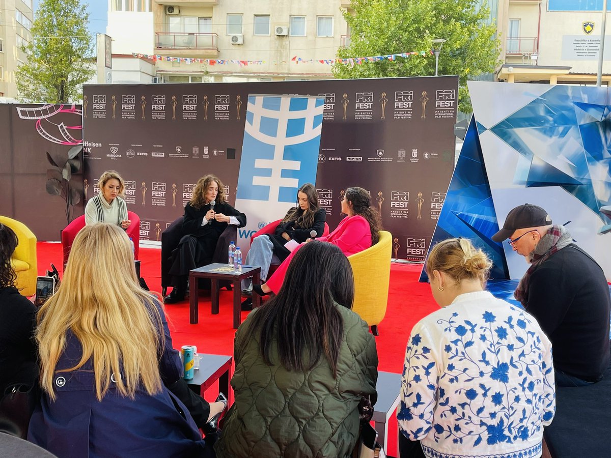 NushiVlora's tweet photo. Happening now: The power of women in breaking barriers and achieving Gender Equality in cinematography!

Interesting intergenerational dialogue among successful women in the film industry today at @priffest 
#forher❤️
@unwomenkosovo https://t.co/0FSy0Vr7gO