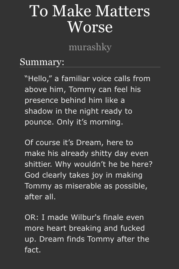 milo🎗 on Twitter "LOOK AT THESE FICS I WROTE AND LOOK AT MY AO3 https