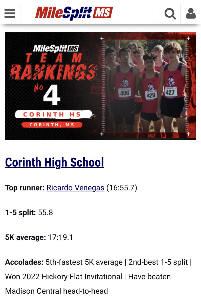 CorinthXC_'s tweet photo. Boys XC got some great recognition yesterday being named to the Top 4 in the State 1A-6A! We still have a lot to prove!! Great day to be a Corinth Warrior!! 🔴⚫️ @MileSplitMS https://t.co/kVDYmuQA07