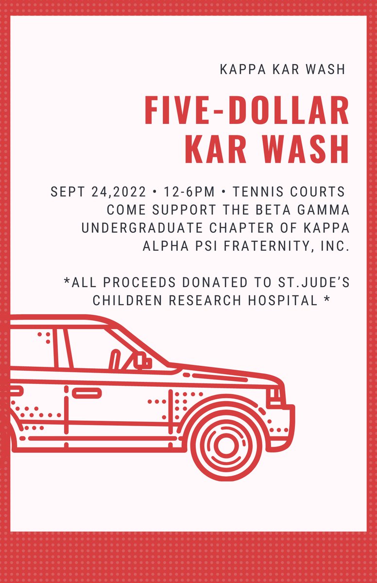 Come support the ΒΓ brothers this weekend at the Kappa Kar Wash🧼 . Meet us at the tennis courts from 12-6pm, all proceeds will be donated to St.Jude’s Hospital.