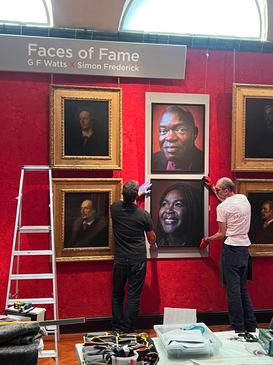 WattsGallery's tweet photo. It's all go in the Historic Galleries as we prepare for Faces of Fame: G F Watts X Simon Frederick. @artistSimonF 

Opens next week on Tuesday 27 September: https://t.co/PWuFqrSqj2

This display has been created in partnership with @NPGLondon https://t.co/eb7xdyWQxd