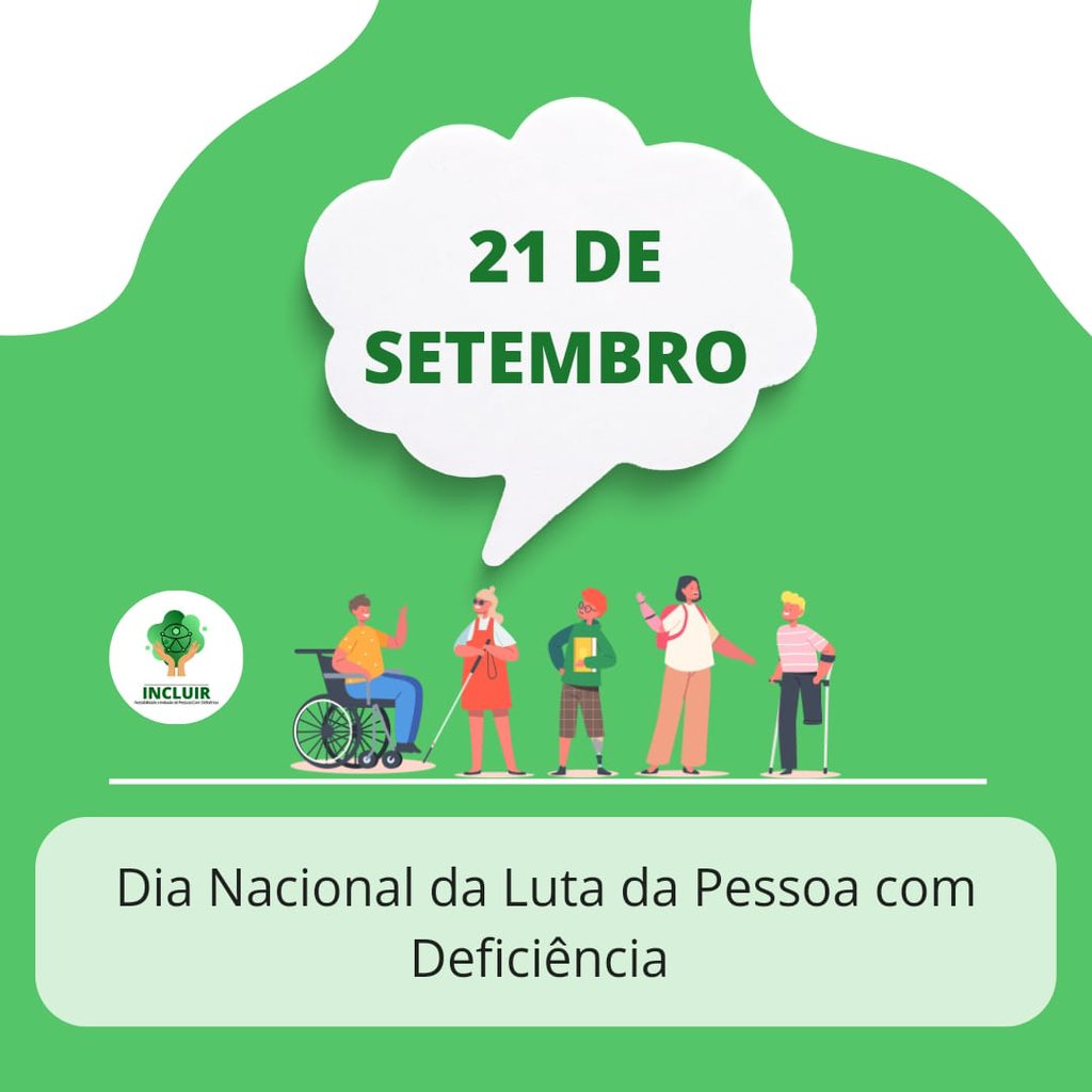 incluir_ufjfgv's tweet photo. Hj comemora-se o Dia Nacional da Luta da Pessoa com Deficiência.Essa data foi instituída pela lei n⁰ 11.333 de 2005 a partir de movimentos sociais que discutem politicas de inclusão inciados em 1982.(Continua)#incluir #ufjf #21desetembro #dianacionaldalutadapessoacomdeficiência https://t.co/eNzA32jymS