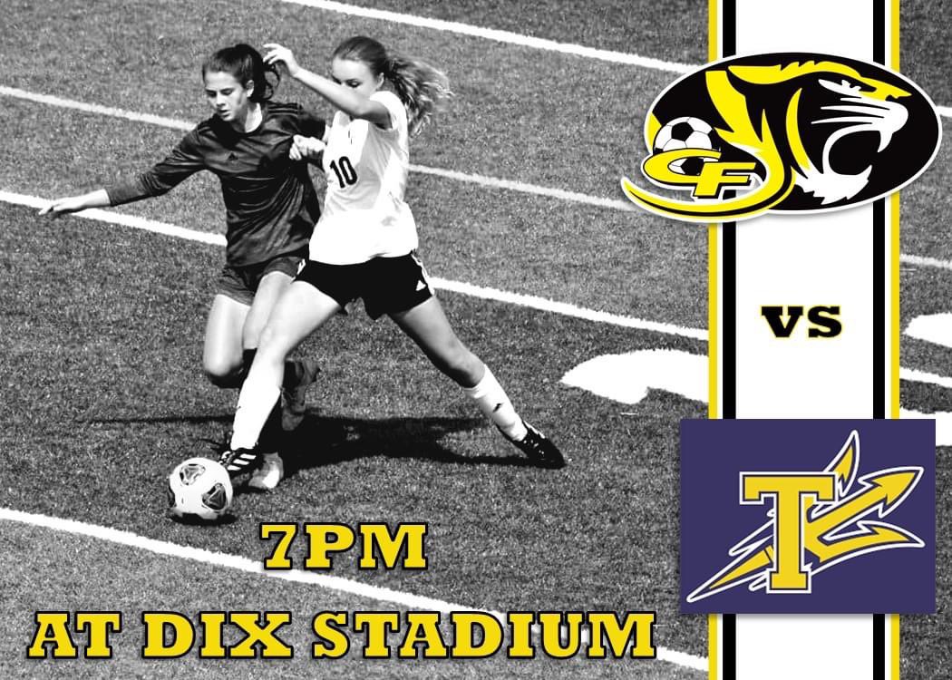 CF_Girls_Soccer's tweet photo. ⚽️GAMEDAY⚽️
7pm @ Kent State Dix Stadium
Black Tigers vs. Blue Devils
Teacher appreciation recognition before the game💛🖤 https://t.co/umeUs9UA4p
