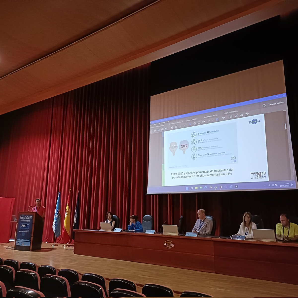 MKrallinger's tweet photo. #SEPLN2022 @SEDIAgob #plantl presentación del proyecto InLife por Miguel A. García Cumbreras de U. Jaén. PLN aplicado al envejecimiento activo, uso de asistentes virtuales inteligentes. https://t.co/lhXSkeb8Ad