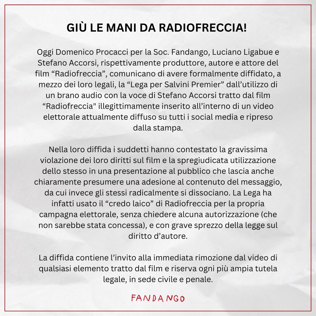 . <a href="/fandangoweb/">Fandango</a> <a href="/StefanoAccorsi_/">Stefano Accorsi</a> #giulemanidaradiofreccia