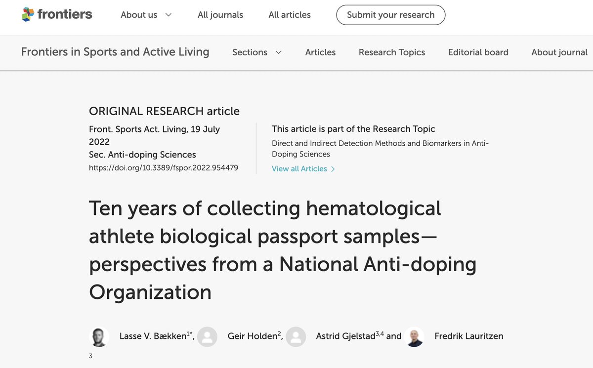 Scientists from <a href="/AntidopingNorge/">Antidoping Norge</a> share insights from 10 years of experience implementing the hematological module of the Athlete Biological Passport in this recent #openaccess paper: ncbi.nlm.nih.gov/pmc/articles/P…   

@fredriklauritz1 #antidoping #science #research #cleansport #ABP