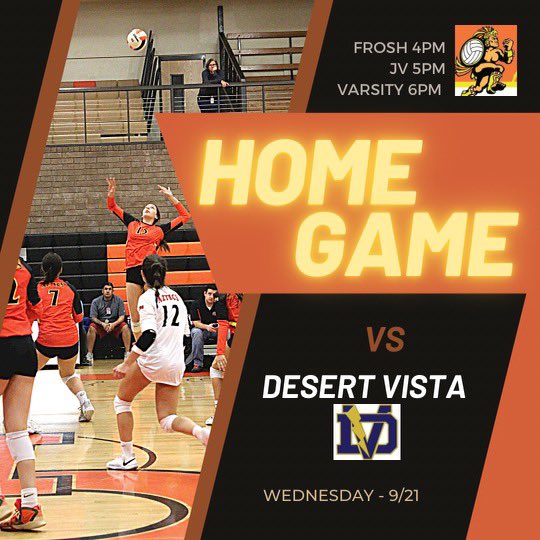 CoronaDelSolVB's tweet photo. Game Day as we host Desert Vista!
🏐🔜#AztecVball
☀️ vs ☁️
📍 Corona del Sol
⏰ 4, 5, 6pm
🎟 https://t.co/e6TAGKVxKm
📺 nfhs network
Come out and be loud! #AztecVball #BeatDV https://t.co/ZRJFTqXUpy