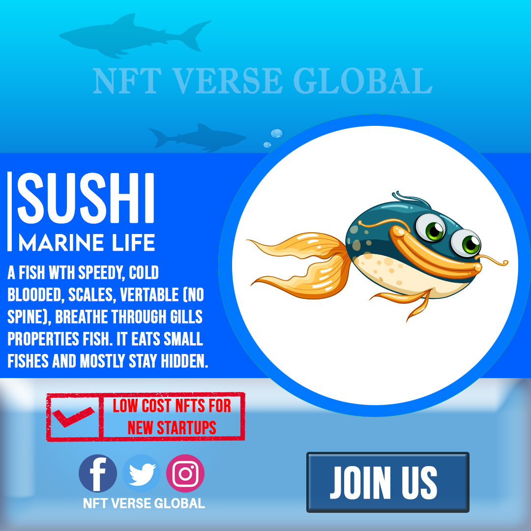 BajwaTech's tweet photo. Hello everyone,
Meet the 3rd member of our Marine life series. . SUSHI are helpy Fishes. These fishes are special  These are found in deep ocean. 
If you want to be owner of a CEIL then click on this link:
https://t.co/FRJVaqTJ80
#ceils https://t.co/ARGbQN8F37
